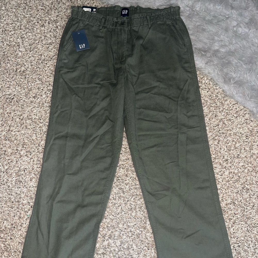 GAP Women’s Dark Olive Green Straight-Leg East Twill Pants - Picture 2 of 10